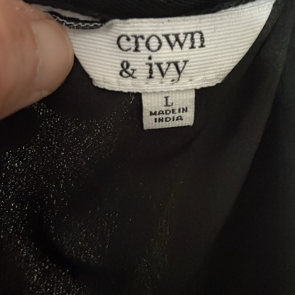Women's black polka dot CROWN & IVY swing dress. Size L. NEW WITH TAGS - Picture 5 of 5